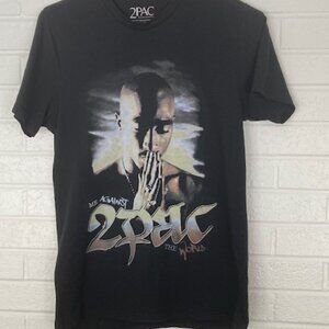 2Pac Men's T-Shirt Black- Size Small